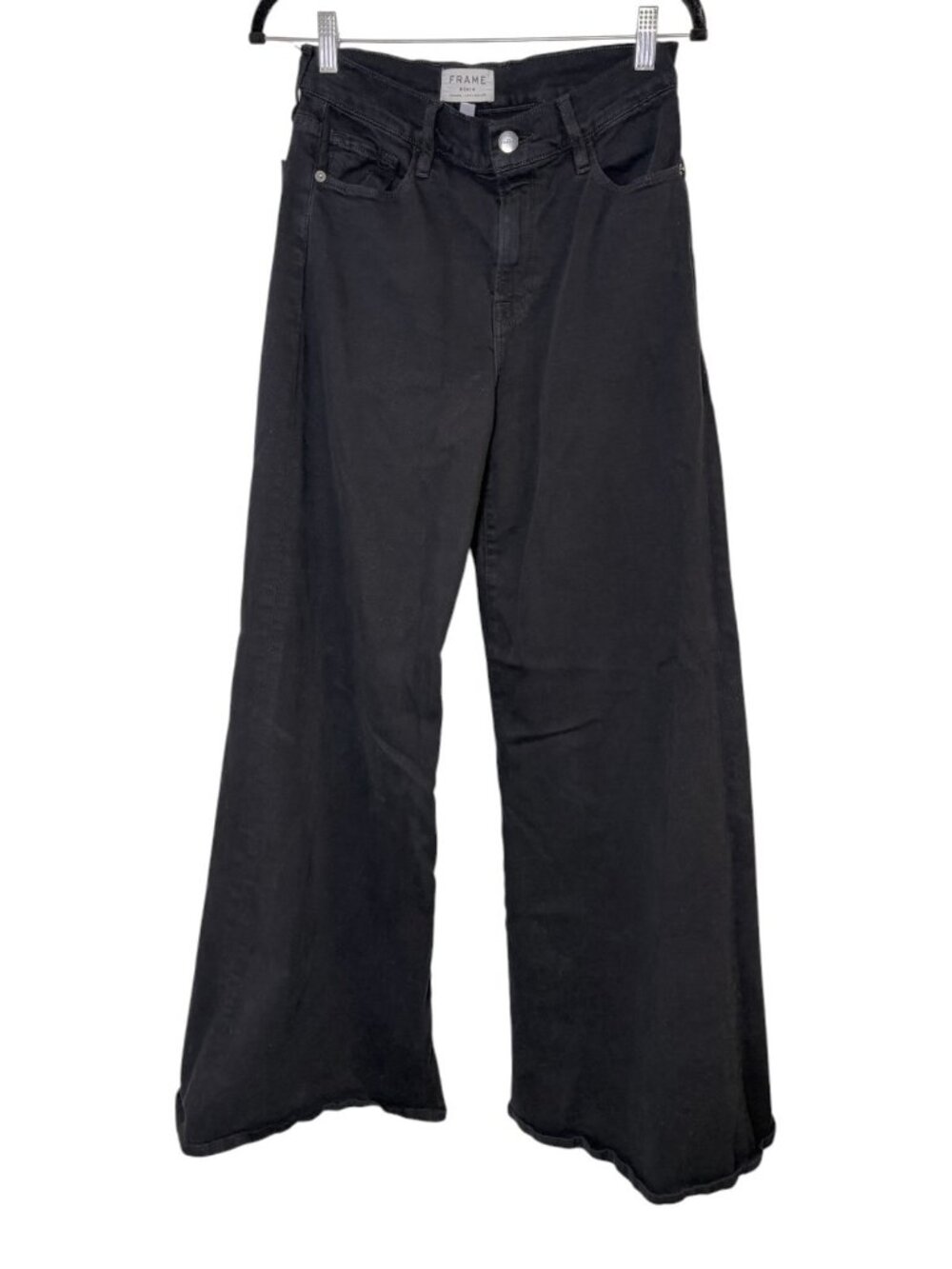 FRAME Film Noir Black High Rise Wide Leg Jeans Size 28